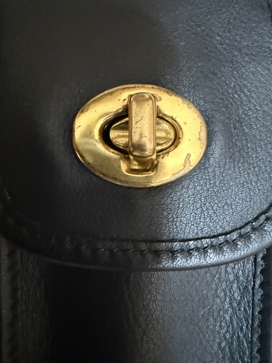 Coach Leather Wristlet Belt Phone Glasses Case Black Brass Turn Lock Closure VTG main image 10